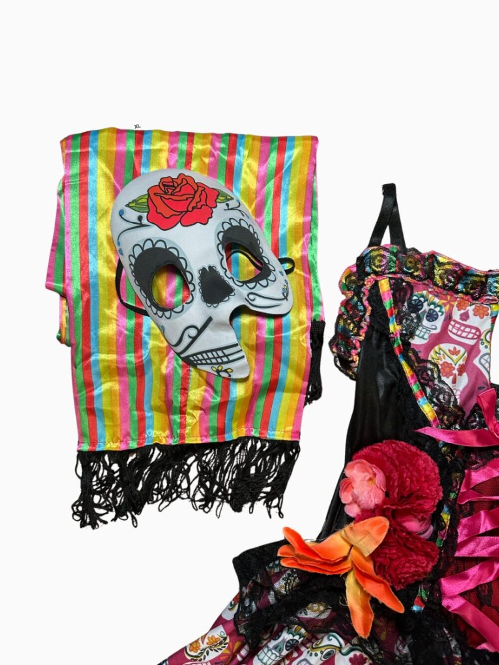 Party King Day of the Dead Sugar Skull Halloween Costume 3pc Set Small - Picture 6 of 8